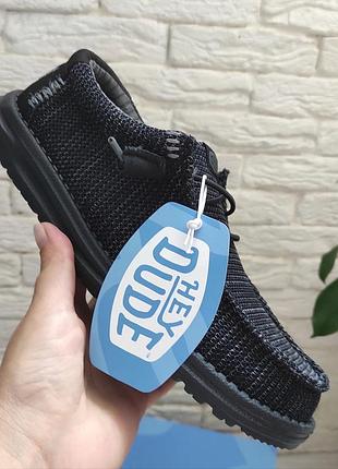 Мокасини мужские hey dude wally stretch sox 40р, черные. оригинал