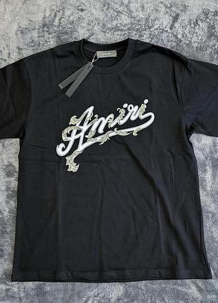 Чорна футболка amiri baroque logo black