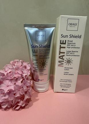 Сонце захисний крем obagi medical sun shield matte broad spectrum spf 50 — матуючий сонцезахисний крем, 85 г