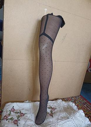 Капроновые колготы gatta, 4l, черные, имитация чулок
