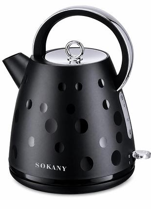 Електричний чайник sokany sk-1033 1.7 л 2200 вт, дисковий нагрівальний елемент, поворотна база 360°