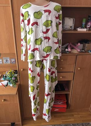 Пижама, комплект, костюм, 100% коттон, l-xl. grinch.
