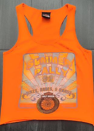 Винтажная майка harley-davidson orange crop top y2k '92