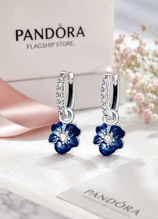 Серьги серебро silver_pandora original фиалка очень красивые