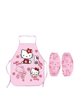 Фартух для творчості, непромокає, рожевий з нарукавниками  hello kitty
