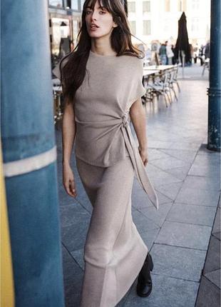 Трикотажна міді спідниця zara