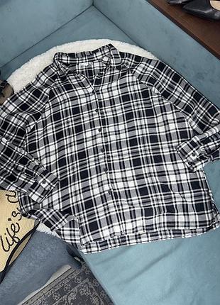 Сорочка в клітинку чорно біла asos жіноча l-xl