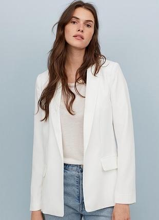 Жакет блейзер білий h&m ідеальний стан без ґудзиків однобортний