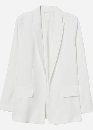 Жакет блейзер білий h&m ідеальний стан без ґудзиків однобортний