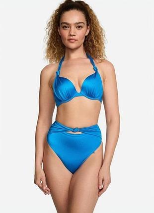 Купальник раздельный victoria's secret swim knotted sexy tee push-up bikini синий 36dd / l