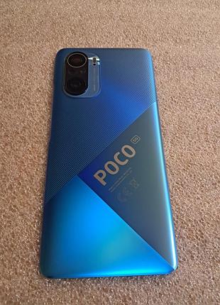 Задняя крышка для xiaomi poco f3 синяя (ocean blue) оригинал стеклянная, олеофобное покрытие