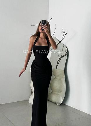 Prettylittlething чорна сукня подвійне масло з доп тканиною на бедрах