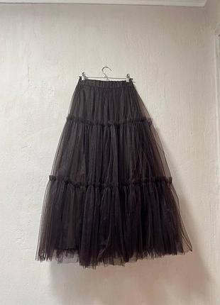 Женская многослойная юбка из фатина (сетки), длинная