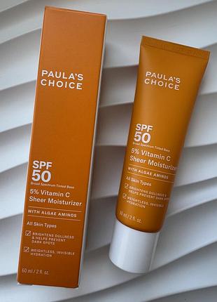 Paula's choice - 5% vitamin c sheer moisturizer spf50 - зволожувальний сонцезахисний крем з вітаміном с - 60ml