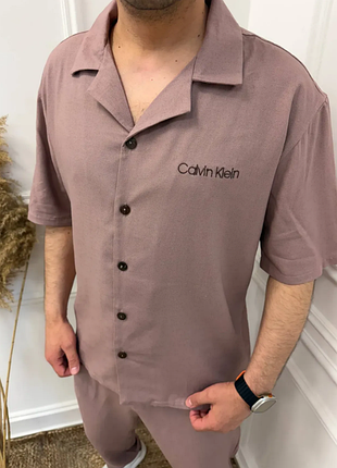Мужской костюм лен рубашка и штаны 2 цвета 46-56 premium collection  2plgu1464-533vве