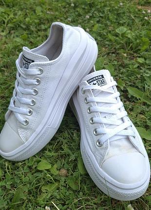 Белые кеды converse на платформе размер 38- 38,5