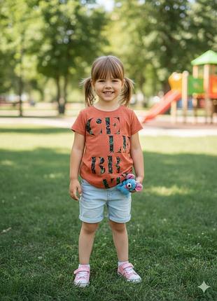 Детская футболка девочки сток футбалка для девчонки 4-5 лет 4020