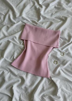 Рожевий топ-бандо без бретель zara xs