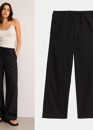 Брюки палаццо, широкие прямые брюки пояс на резинке и кулиске marks&amp;spencer