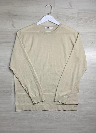 Чоловічий легкий светр uniqlo бавовна поліестер оригінал м'який базовий джемпер casual преміальної якості розмір m / ua 46–48 чудовий стан