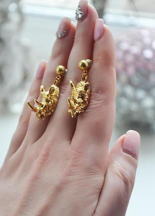 Серьги носорог сережки носороги givenchy