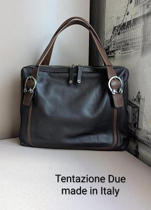 Сумка tentazione due жіноча з натуральної шкіри made in italy коричнева/ шоколадна