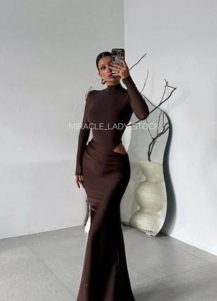 Prettylittlething шоколадна сукня боді сітка на підкладі + пришита атласна спідниця