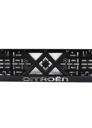Рамка номерного знаку хром надпис citroen пластик чорна 1шт