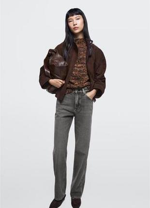 Сірі прямі джинси з високою талією висока посадка massimo dutti