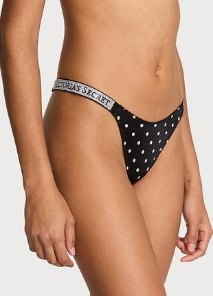 Трусики стрінги зі стразами victoria's secret shine strap thong panty very sexy black dots