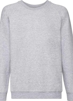 Свитшот детский fruit of the loom kids classic raglan sweat серый меланж 12–13 лет