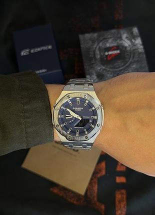 Оригинальные часы casio ga-2100 custom blue на подарок