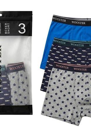 Набор трусов шорты мужской wooster 194967 2xl 3 шт серо/синие (2200005147030)