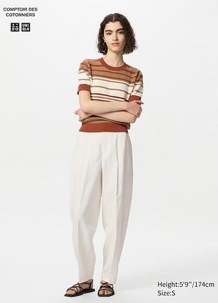 Uniqlo linen blend barrel leg trousers жіночі брюки штани з лляної суміші