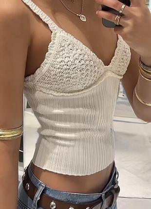Білий топ майка, в'язана майка h&m