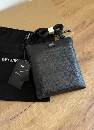 Чоловіча оригінальна шкіряна сумка emporio armani
