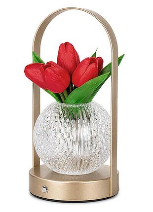 Настольная лампа lesko tulips crystal zbtsyjx0417 red светильник ночник в виде букета тюльпанов в колбе 5шт