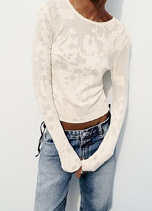 Zara трикотажний жакардовий топ