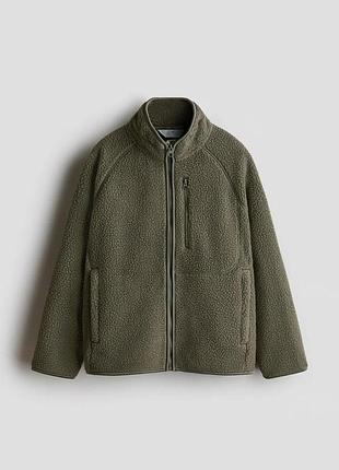 Підліткова тепла толстовка флісова для хлопчика h&m 170 см хакі (26070609d)