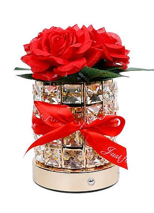 Настольная лампа led ночник lesko rose crystal yw-mgyzsjp red в виде букета роз