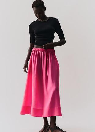 Очень красивая розовая миди юбка от h&amp;m