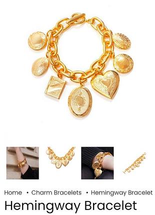 Браслет с медальонами hemingway от ben-amun jewelry, выполненный с гальваническим покрытием 24-каратным золотом