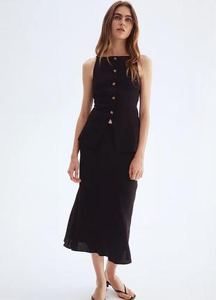 Новая черная миди юбка в бельевом стиле от h&amp;m
