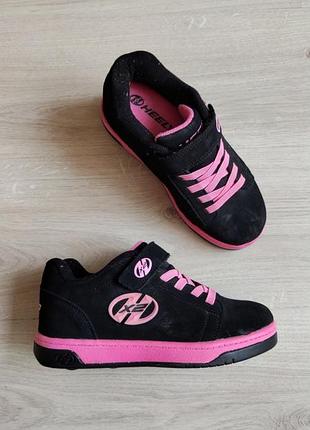 Дитячі кросівки  ролики хіліс чорно рожеві розмір 35 двухколесні heelys bual up ролікі кросівки з колесами