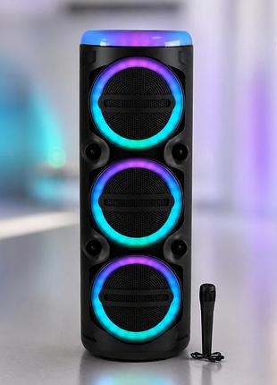 Колонка ms-2076bt-w bluetooth / акустическая система с микрофоном / караоке колонка с led-подсветкой