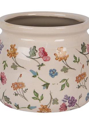 Керамическое кашпо для цветов в винтажном стиле colored flowers, 16*13 см, nd-6cecfl0001m nai
