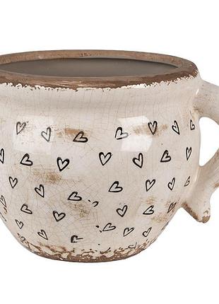 Керамічне кашпо для квітів в вінтажному стилі black hearts, 20*17*15 см, nd-6ce1655l nai