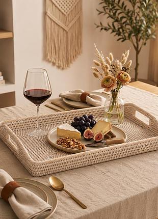Поднос с ручками плетена из ротанга morning, 54*37*5 см, nd-71080-white nai