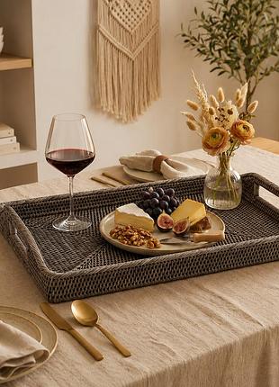 Поднос с ручками плетена из ротанга morning, 54*37*5 см, nd-71080-black nai