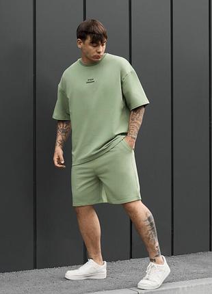 Мужской летний комплект футболка + шорты staff no green oversize